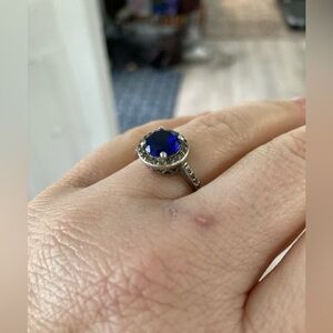 Lab created blue sapphire ring, 925 fas sterling silver, size 8